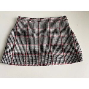 Forever 21 Juniors Sz 26 Mini Skirt Multicolor Houndstooth Plaid With Pockets